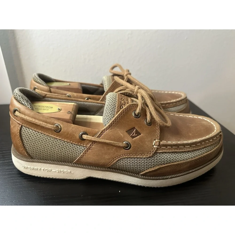 Sperry 2-Eye Top-Sider Boat Shoe Medium Brown Leather Men's Sz 9 W #STS22067